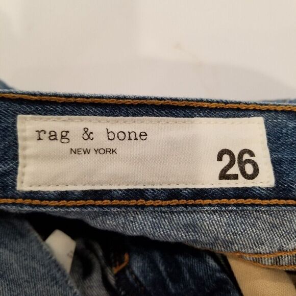 RAG & BONE Women Midrise Destroyed Denim Shorts Size 26 Blue Cut Off - Picture 3 of 5